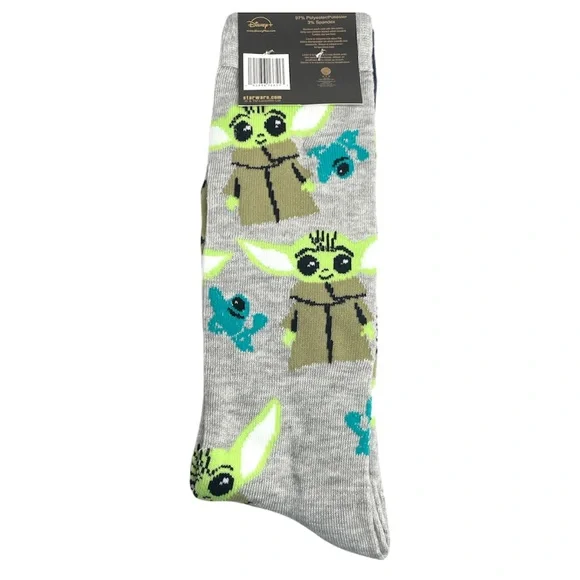 Star Wars The Mandalorian Baby Yoda Crew Socks, 2 Pairs, Blue, Gray - Picture 3 of 6